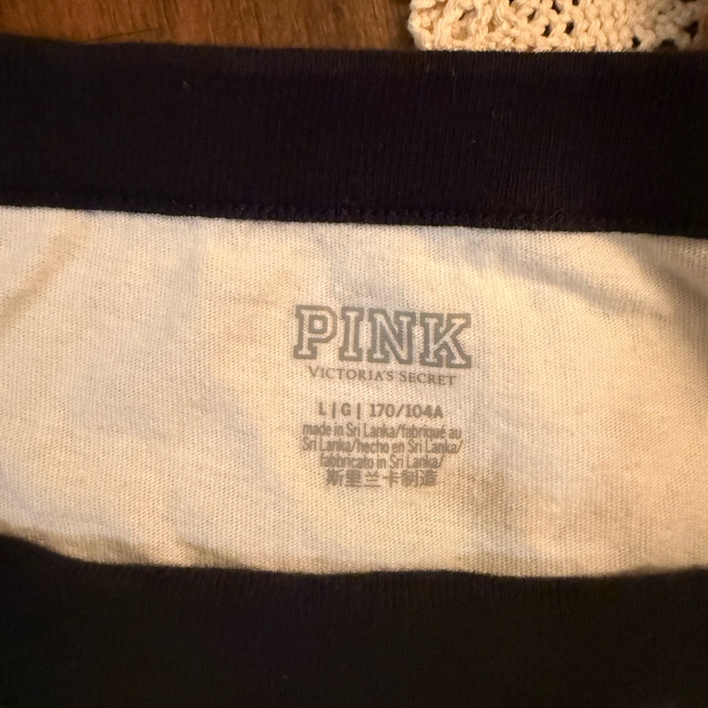 PINK Victoria's Secret Black and White Ringer tee - Picture 3 of 3